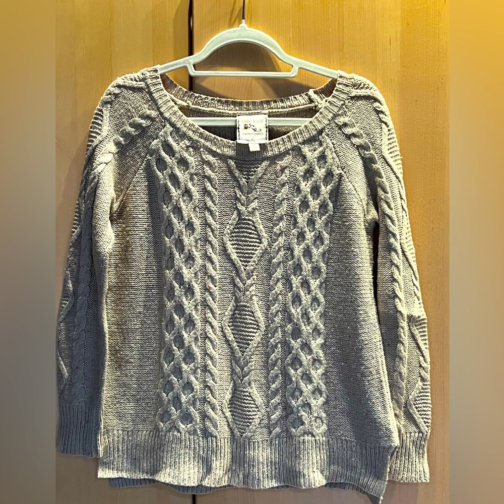 Cable Knit Lightweight Sweater by Pink Rose in Oatmeal color